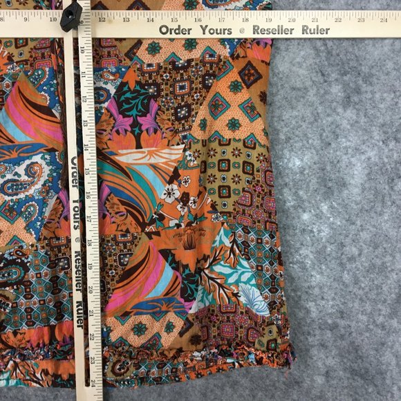 Sanctuary Top S Boho Geometric Motif Cap Sleeve Ruffle Keyhole Tank Mixed Print - Picture 7 of 12